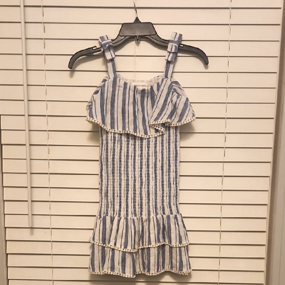 (3 ITEMS FOR $15)Tween Diva Blue and White Striped Ruffle Dress Size 8